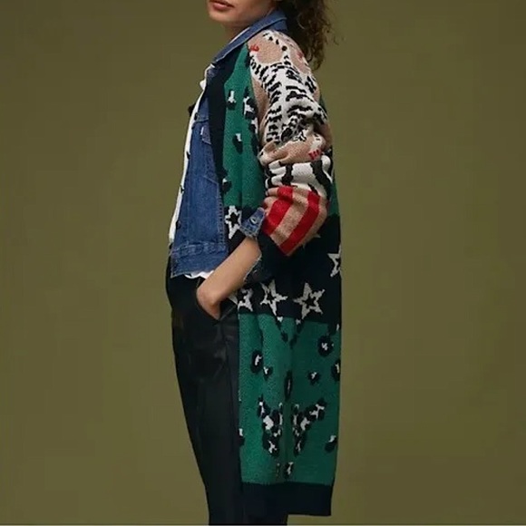 NWOT Anthropologie Starry Leopard Cardigan - Picture 4 of 16